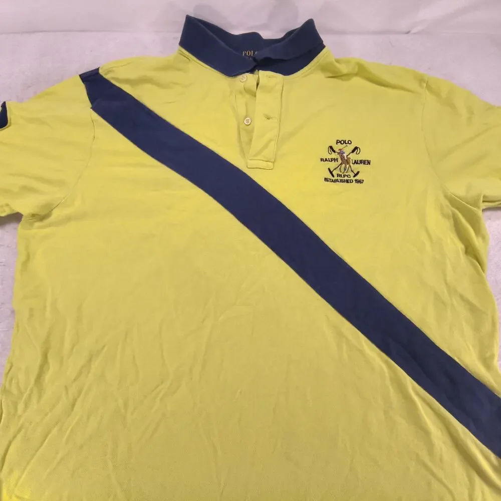 Polo Ralph Lauren Short Sleeve Collared Polo Shirt Mens Size 3XB Yellow Blue
